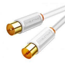 CABLETIME καλώδιο κεραίας CT-AV101-02, 75 Ohm, 2m, λευκό CABLETIME καλώδιο κεραίας CT-AV101-02, 75 Ohm, 2m, λευκό