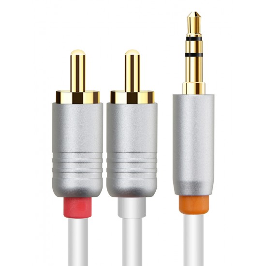 CABLETIME καλώδιο ήχου 3.5mm σε 2x RCA CT-AV314-P12G, 1m, λευκό