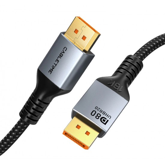 CABLETIME καλώδιο DisplayPort 2.1 CT-DP16K, VESA Certified, 16K/60Hz, 80 Gbps, 2m, μαύρο