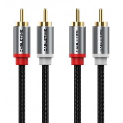 CABLETIME καλώδιο ήχου 2x RCA σε 2x RCA CT-RCA, 1m, μαύρο