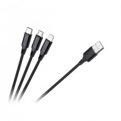 Καλώδιο 3σε1 USB σε microUSB, USB type C, Lightning 1m REBEL Καλώδιο 3σε1 USB σε microUSB, USB type C, Lightning 1m REBEL
