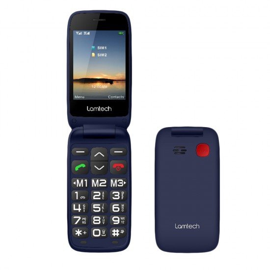 LAMTECH FLIP PHONE 2.8' DISPLAY WITH BT, FM RADIO, SOS, 1400 mAh, GR MENU FLIP-X BLUE