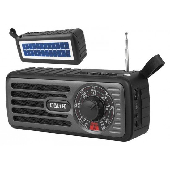 CMIK φορητό ραδιόφωνο & ηχείο MK-101, ηλιακό, BT/USB/TF/AUX, μαύρο CMIK φορητό ραδιόφωνο & ηχείο MK-101, ηλιακό, BT/USB/TF/AUX, μαύρο