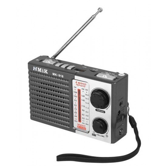 HMIK φορητό ραδιόφωνο & ηχείο MK-918 με φακό, USB/TF/AUX, γκρι HMIK φορητό ραδιόφωνο & ηχείο MK-918 με φακό, USB/TF/AUX, γκρι