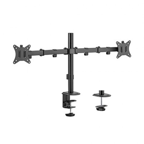 GEMBIRD ADJUSTABLE DESK 2-DISPLAY MOUNTING ARM RTS 17'-32' BLACK GEMBIRD ADJUSTABLE DESK 2-DISPLAY MOUNTING ARM RTS 17'-32' BLACK