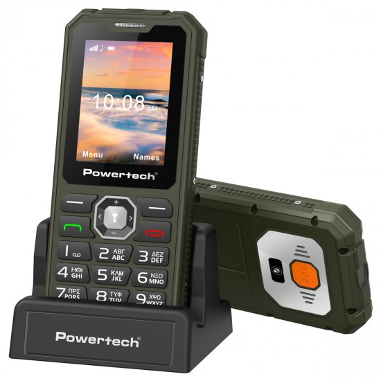 POWERTECH κινητό τηλέφωνο Sentry Armor, dual SIM, πλήκτρο SOS, 4G, IP67, χακί POWERTECH κινητό τηλέφωνο Sentry Armor, dual SIM, πλήκτρο SOS, 4G, IP67, χακί
