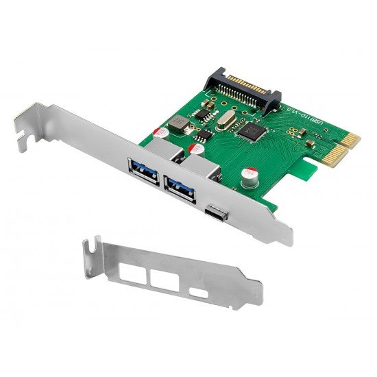 POWERTECH κάρτα επέκτασης PCIe σε 2x USB & 1x USB-C ST627, 5Gbps, 66x68mm POWERTECH κάρτα επέκτασης PCIe σε 2x USB & 1x USB-C ST627, 5Gbps, 66x68mm