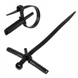 POWERTECH δεματικά καλωδίων με ούπα TIES-084, 7x150mm, μαύρα, 100τμχ