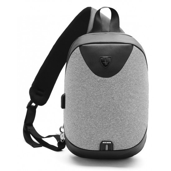 ARCTIC HUNTER τσάντα Crossbody XB0049-LG, tablet, αδιάβροχη, USB, γκρι ARCTIC HUNTER τσάντα Crossbody XB0049-LG, tablet, αδιάβροχη, USB, γκρι