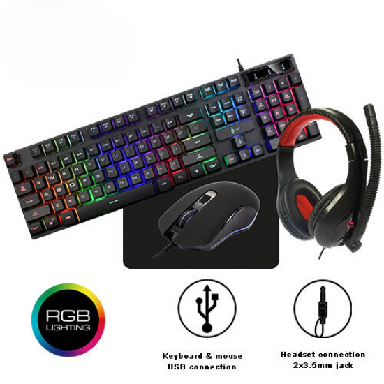 LAMTECH 4 IN 1 RGB GAMING COMBO SET (KEYBOARD-MOUSE-HEADSET-MOUSEPAD) MERCURY LAMTECH 4 IN 1 RGB GAMING COMBO SET (KEYBOARD-MOUSE-HEADSET-MOUSEPAD) MERCURY