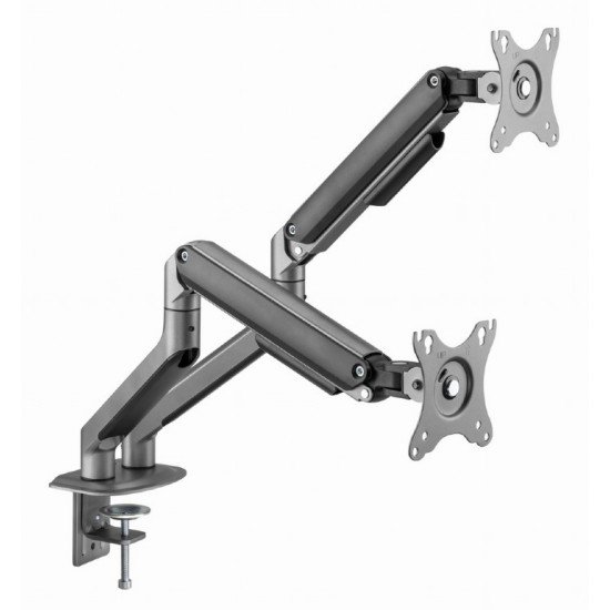 GEMBIRD DESK MOUNTED ADJUSTABLE DOUBLE MONITOR ARM SPACE GREY GEMBIRD DESK MOUNTED ADJUSTABLE DOUBLE MONITOR ARM SPACE GREY