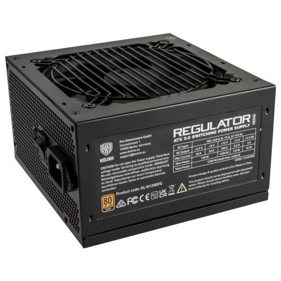 Kolink REGULATOR 1200W Modular 80+ Gold PSU Power Supply Gen 5. ATX 3.0 Kolink REGULATOR 1200W Modular 80+ Gold PSU Power Supply Gen 5. ATX 3.0