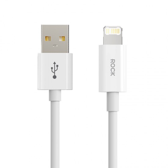Rock Cable Simple Series - USB to Lightning - 2,4A 2 metres white Rock Cable Simple Series - USB to Lightning - 2,4A 2 metres white