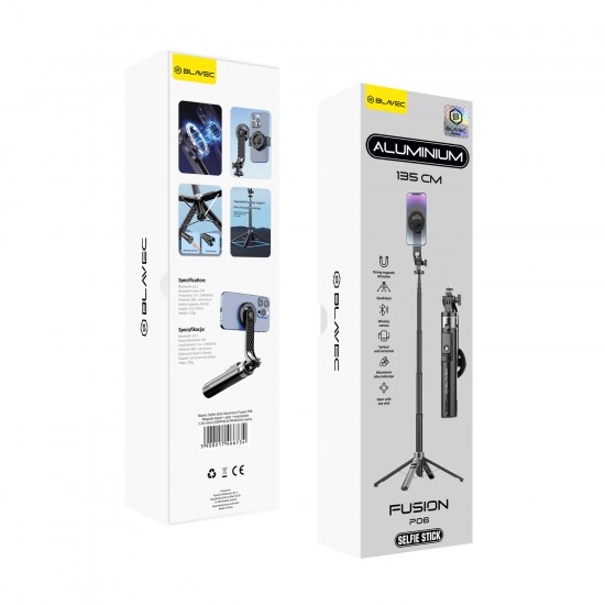 Blavec Selfie Stick Aluminium Fusion P-06 Magsafe tripod + remote control + holder 1,34 metres (SSFP06-MTRHB134) black