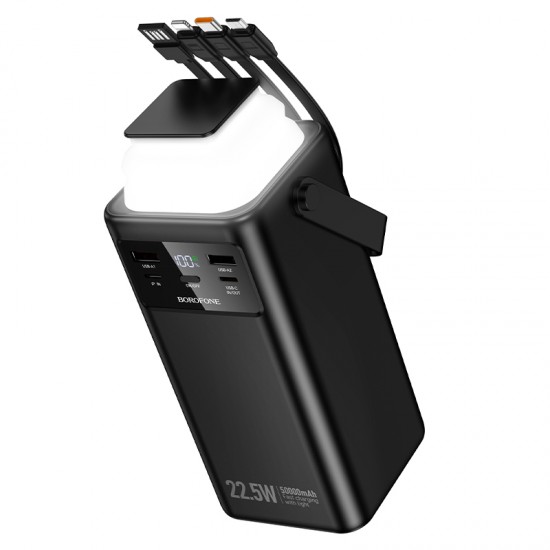 Borofone Power Bank 50000mAh BJ65A High - 2xUSB + Type C - QC 3.0 22,5W + PD 20W with USB, Type C, Lightning and micro USB black Borofone Power Bank 50000mAh BJ65A High - 2xUSB + Type C - QC 3.0 22,5W + PD 20W with USB, Type C, Lightning and micro USB black