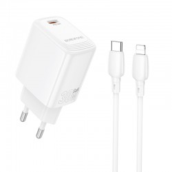 Borofone Wall charger BN28 Fuente - Type C - PD 30W with Type C to Lightning cable white Borofone Wall charger BN28 Fuente - Type C - PD 30W with Type C to Lightning cable white