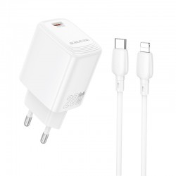 Borofone Wall charger BN26 Fuente - Type C - PD 20W with Type C to Lightning cable white