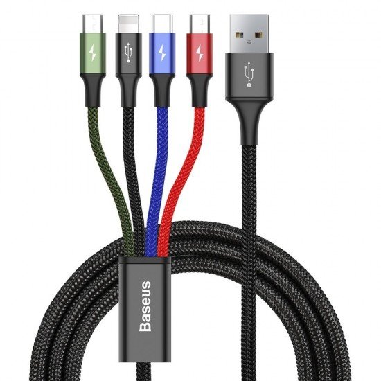 Baseus Cable Rapid 4 in 1 - USB to 2xMicro USB, Lightning, Type C - 3,5A 1,2 meters (CA1T4-C01) black Baseus Cable Rapid 4 in 1 - USB to 2xMicro USB, Lightning, Type C - 3,5A 1,2 meters (CA1T4-C01) black