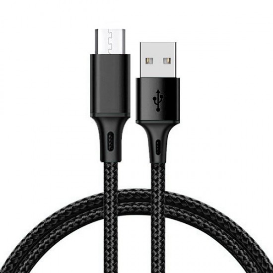 Cable TYPE 2 - USB to Micro USB - metal plugs QC 3.0 1 metre black