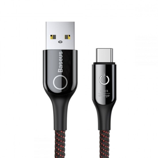 Baseus Cable C-shaped Light Intelligent - USB to Type C - 3A 1 metre (CATCD-01) black