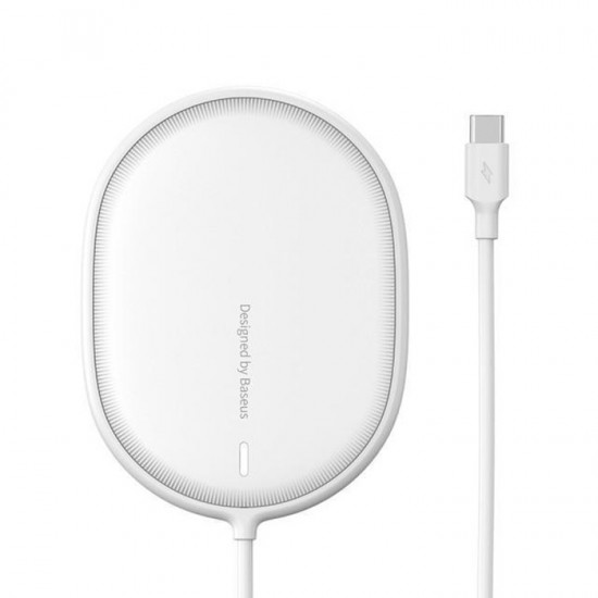 Baseus Induction Charger LIGHT Magnetic Iphone 12 with Type C cable (WXQJ-02) White