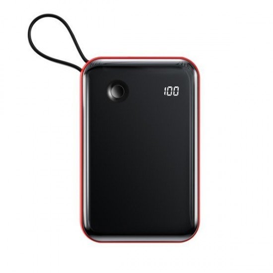 Baseus Power Bank 10000mAh Mini S - USB + Type C - 3A 15W with Lightning cable (PPXF-E09) red Baseus Power Bank 10000mAh Mini S - USB + Type C - 3A 15W with Lightning cable (PPXF-E09) red