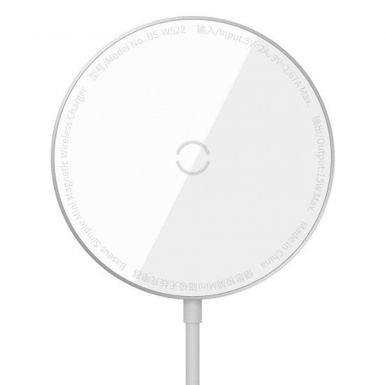 Baseus Induction Charger SIMPLE Mini Magnetic Type C 15W (WXJK-F02) White