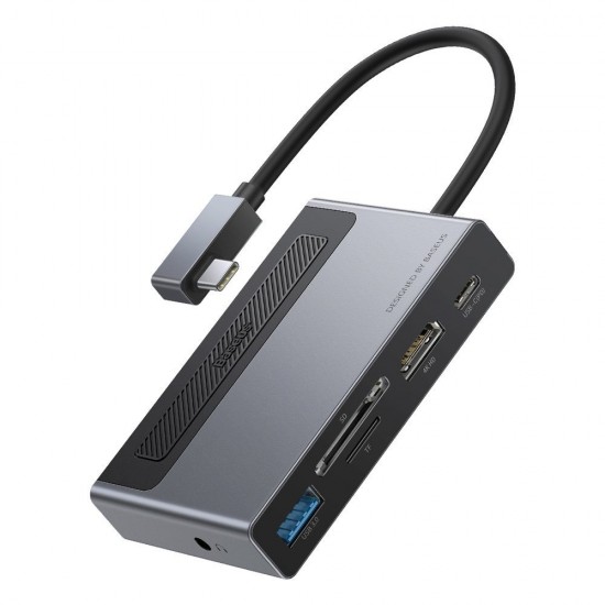 Baseus Adapter HUB - Type C to USB3.2 + HDMI 4K + SD + microSD + Type C PD 100W + jack 3,5mm - (CAHUB-DA0G) gray