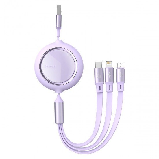 Baseus Cable Bright Mirror 3 in 1 - USB to Micro USB, Lightning, Type C - 66W 1,2 meters (CAMLC-MJ05) purple