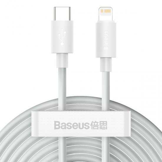 Baseus Cable Simple Wisdom - Type C to Lightning - PD 20W 5A 1,5 metres - 2 pieces (TZCATLZJ-02) white Baseus Cable Simple Wisdom - Type C to Lightning - PD 20W 5A 1,5 metres - 2 pieces (TZCATLZJ-02) white