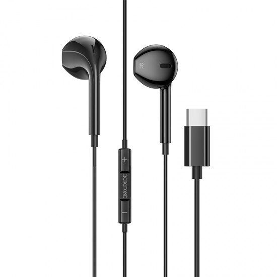 Borofone Earphones BM60 with Type C plug (DAC) black Borofone Earphones BM60 with Type C plug (DAC) black