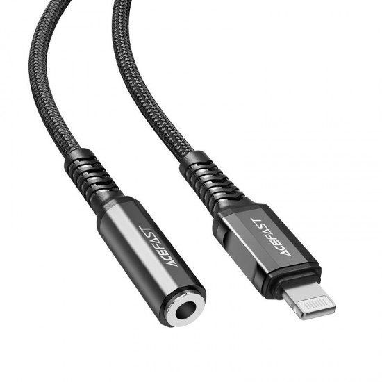 Acefast Cable C1-05 MFI - Lightning male to jack 3,5mm female - 18cm black Acefast Cable C1-05 MFI - Lightning male to jack 3,5mm female - 18cm black