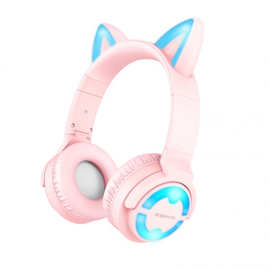 Borofone Headphones BO15 Cat Ear bluetooth pink