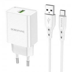 Borofone Wall charger BN5 Sunlight - USB - QC 3.0 18W with USB to Type C cable white