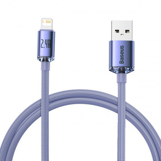 Baseus Cable Crystal Shine - USB to Lightning - 2,4A 1,2 metres (CAJY000005) purple Baseus Cable Crystal Shine - USB to Lightning - 2,4A 1,2 metres (CAJY000005) purple