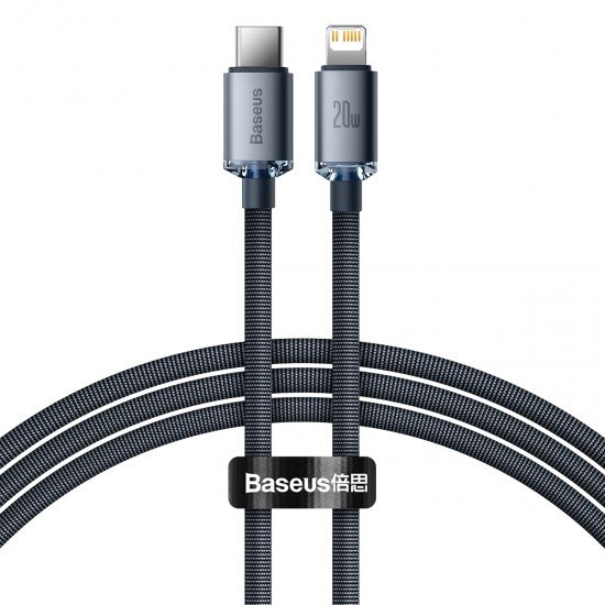 Baseus Cable Crystal Shine - Type C to Lightning - PD 20W 1,2 metres (CAJY000201) black Baseus Cable Crystal Shine - Type C to Lightning - PD 20W 1,2 metres (CAJY000201) black