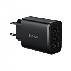 Baseus Compact Wall Charger - 3xUSB - 17W (CCXJ020101) black