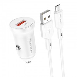 Borofone Car charger BZ18 - USB - QC 3.0 18W with USB to Micro USB cable white Borofone Car charger BZ18 - USB - QC 3.0 18W with USB to Micro USB cable white