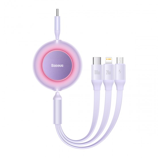 Baseus Cable Bright Mirror 2 3 in 1 - Type C to Micro USB, Lightning, Type C - 100W 1,1 metres (CAMJ010205) purple