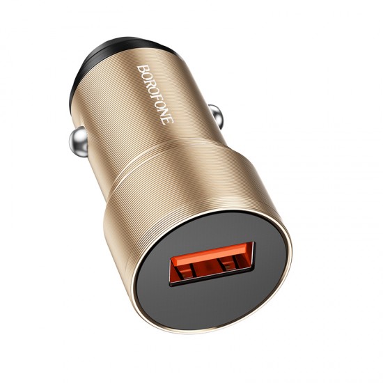 Borofone Car charger BZ19A Wisdom - USB - QC 3.0 18W gold
