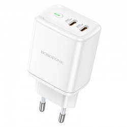 Borofone Wall charger BN9 Reacher - 2xType C - QC 3.0 PD 35W white