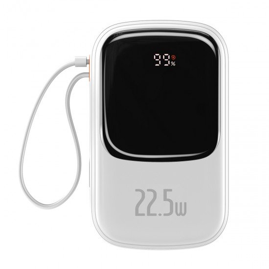 Baseus Power Bank 20000mAh Qpow Pro - USB + Type C - PD 22,5W with Type C cable (PPQD060302) white Baseus Power Bank 20000mAh Qpow Pro - USB + Type C - PD 22,5W with Type C cable (PPQD060302) white