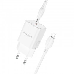 Borofone Wall charger BN13 Safety GaN - Type C - PD 30W with Type C to Lightning cable white