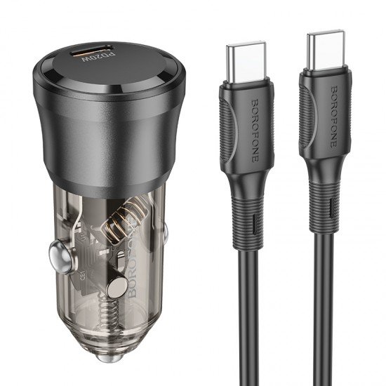 Borofone Car charger BZ24 Clever - Type C - QC 3.0 PD 20W with Type C to Type C cable black