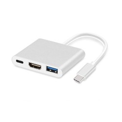 Adapter - Type C to HDMI 4K*2K, USB, USB Type C - metal 0,25 metres white Adapter - Type C to HDMI 4K*2K, USB, USB Type C - metal 0,25 metres white