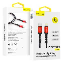 Blavec Cable Raptor braided - Type C to Lightning - PD 20W 2,4A 0,5 metres Apple CarPlay (CRA-CL24BR05) black-red