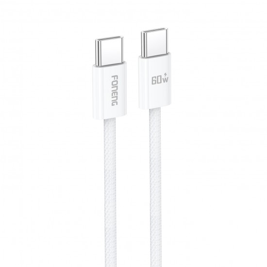Foneng Cable X110 - Type C to Type C - PD 60W 3A 1,2 metres white Foneng Cable X110 - Type C to Type C - PD 60W 3A 1,2 metres white