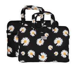 Wonder Briefcase Laptop 13-14 inches black daisies Wonder Briefcase Laptop 13-14 inches black daisies