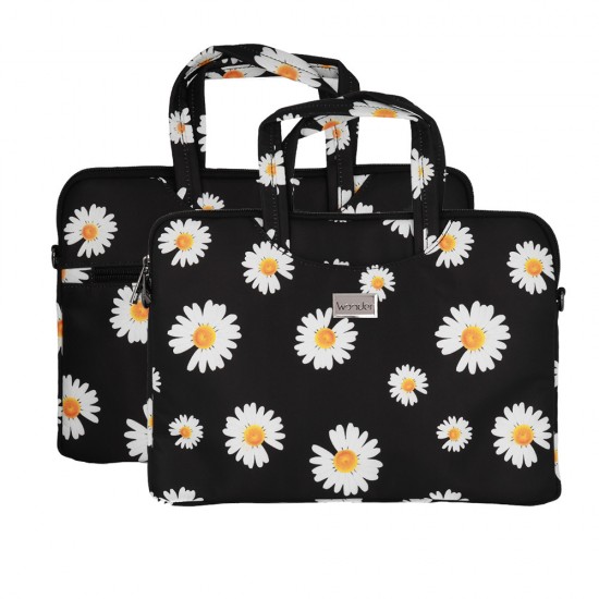 Wonder Briefcase Laptop 15-16 inches black daisies