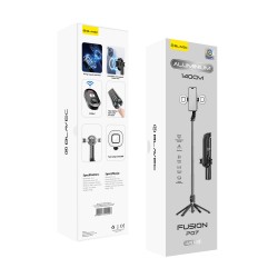 Blavec Selfie Stick Aluminium Fusion P-07 Magsafe tripod + remote control + 2 lamps 1,4 metres (SSFP07-MTR2LB14) black